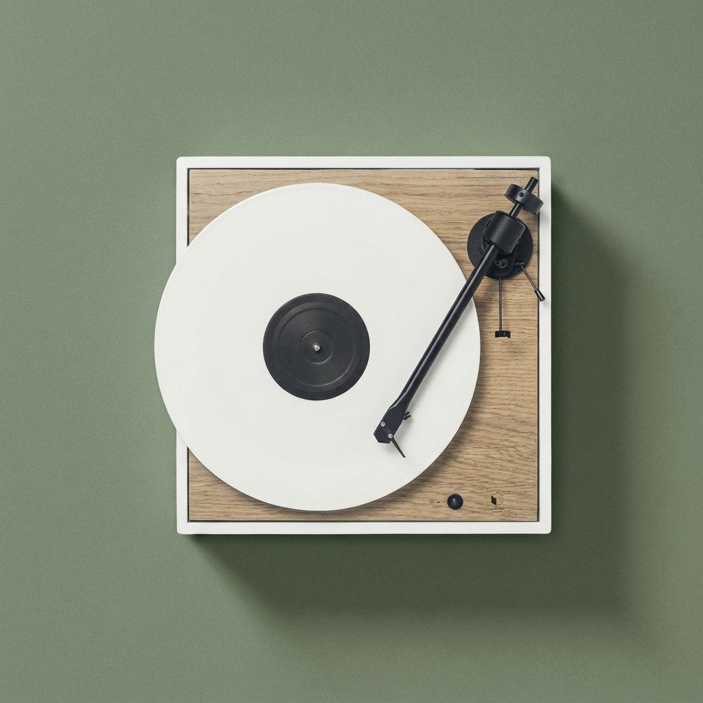 Platine vinyle Square de La Boîte Concept, fond vert sauge